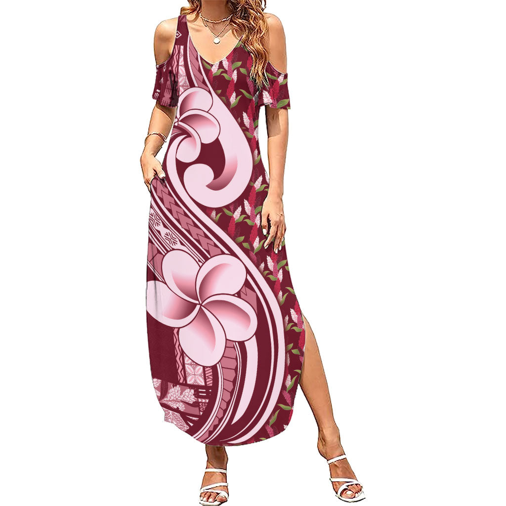Samoa Teuila Family Matching Summer Maxi Dress and Hawaiian Shirt Maroon Samoan Siapo Motifs