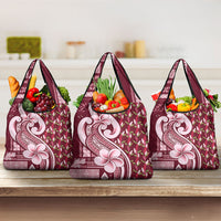 Samoa Teuila Grocery Bag Maroon Samoan Siapo Motifs