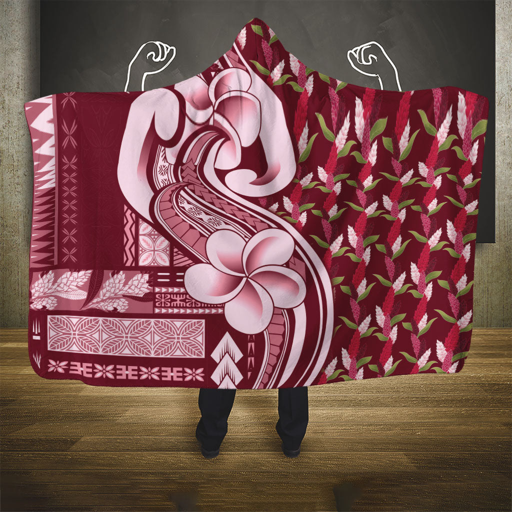 Samoa Teuila Hooded Blanket Maroon Samoan Siapo Motifs