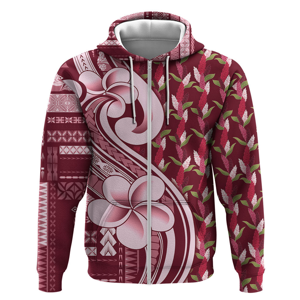 Samoa Teuila Hoodie Maroon Samoan Siapo Motifs