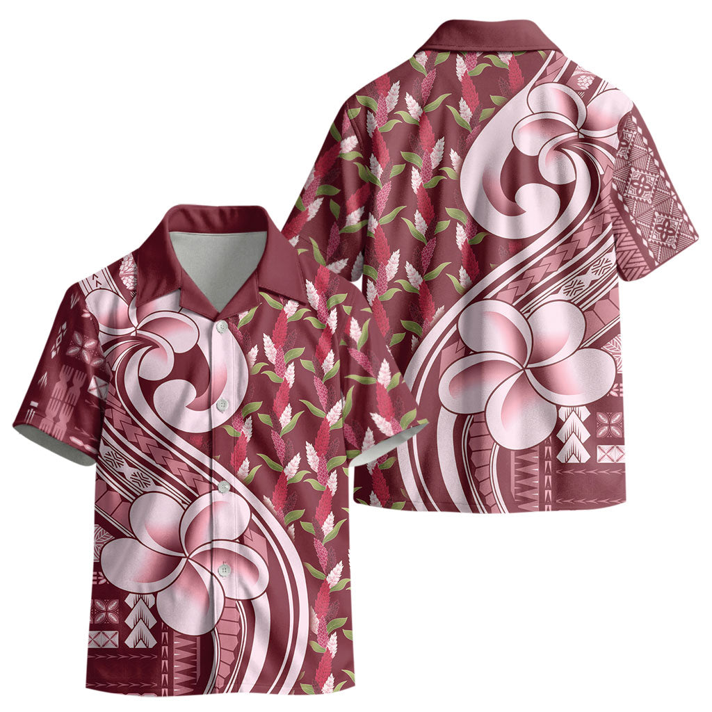Samoa Teuila Kid Hawaiian Shirt Maroon Samoan Siapo Motifs LT05 - Polynesian Pride