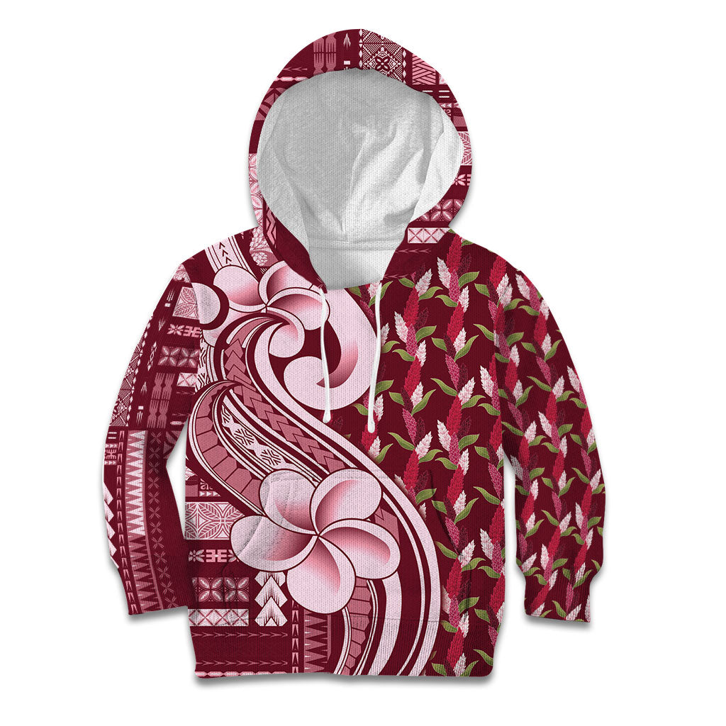 Samoa Teuila Kid Hoodie Maroon Samoan Siapo Motifs