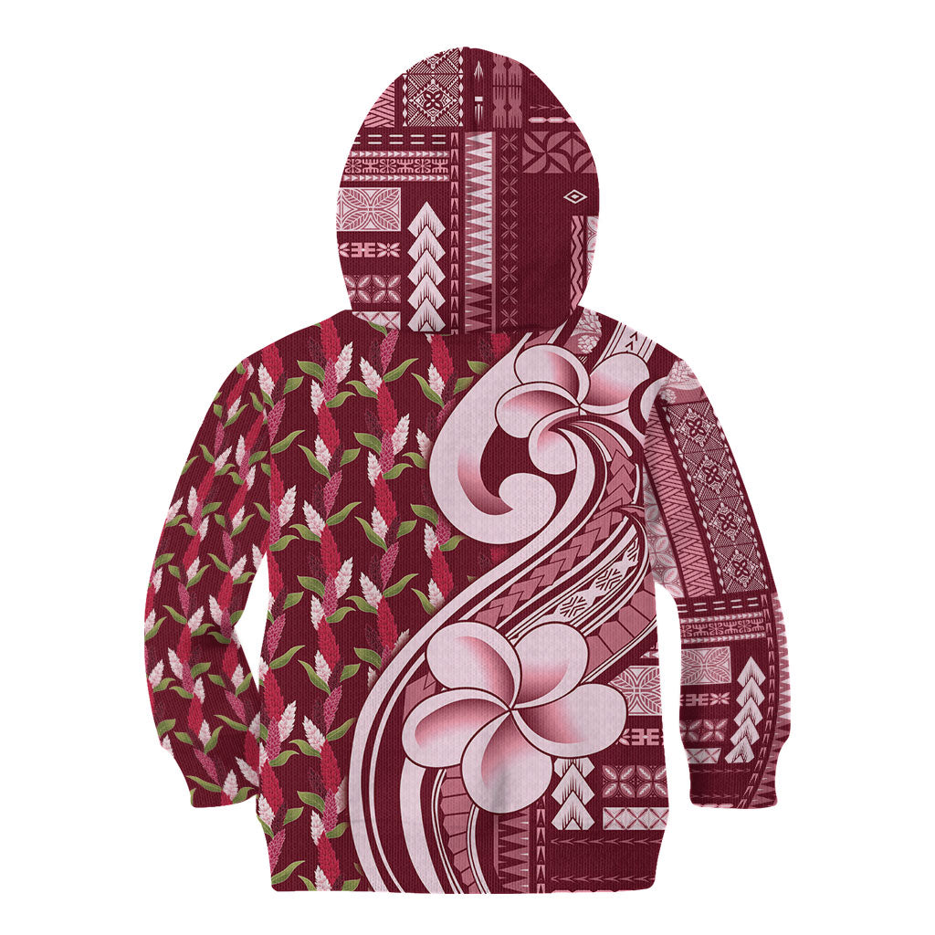 Samoa Teuila Kid Hoodie Maroon Samoan Siapo Motifs