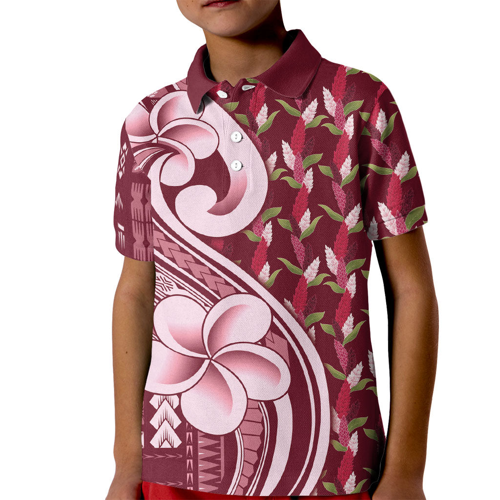 Samoa Teuila Kid Polo Shirt Maroon Samoan Siapo Motifs