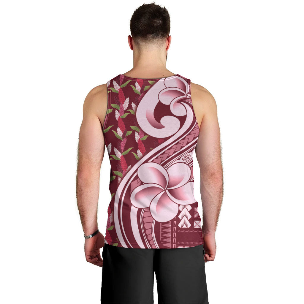 Samoa Teuila Men Tank Top Maroon Samoan Siapo Motifs
