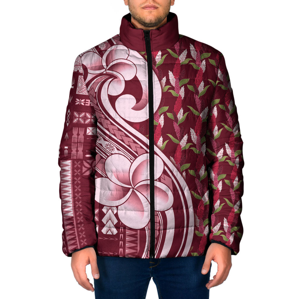 Samoa Teuila Padded Jacket Maroon Samoan Siapo Motifs