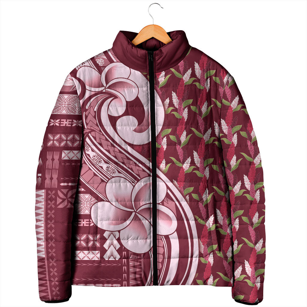 Samoa Teuila Padded Jacket Maroon Samoan Siapo Motifs