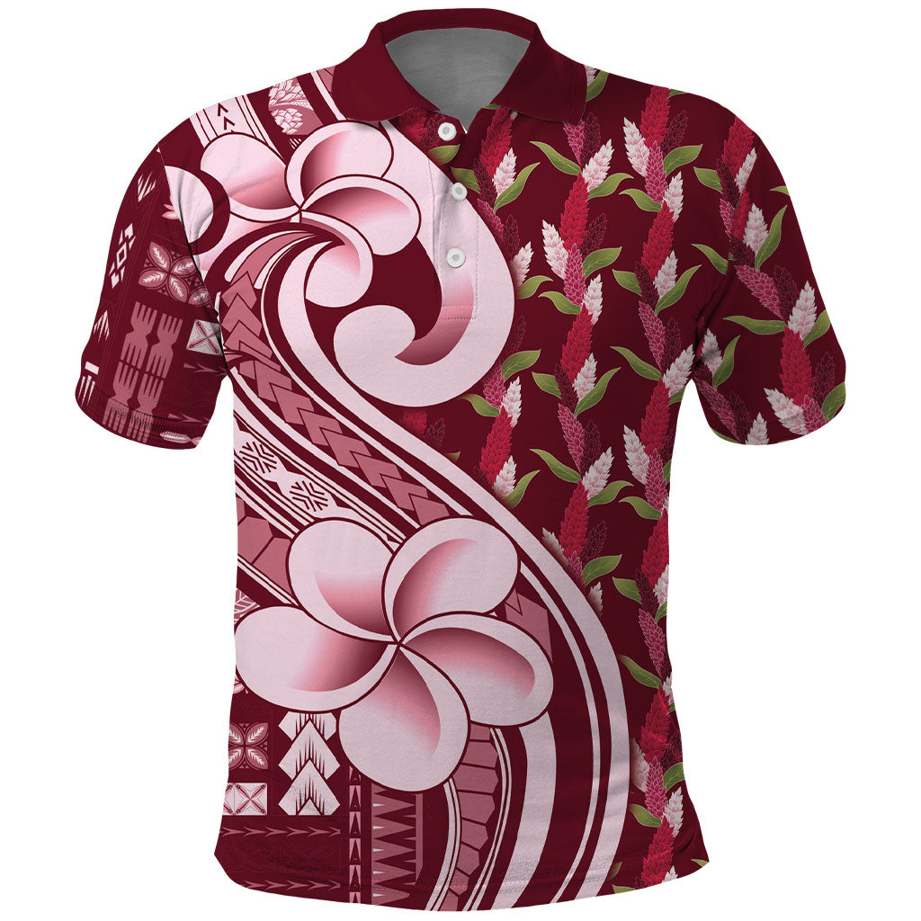 Samoa Teuila Polo Shirt Maroon Samoan Siapo Motifs LT05 Maroon - Polynesian Pride