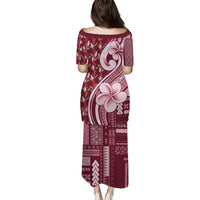 Samoa Teuila Puletasi Maroon Samoan Siapo Motifs