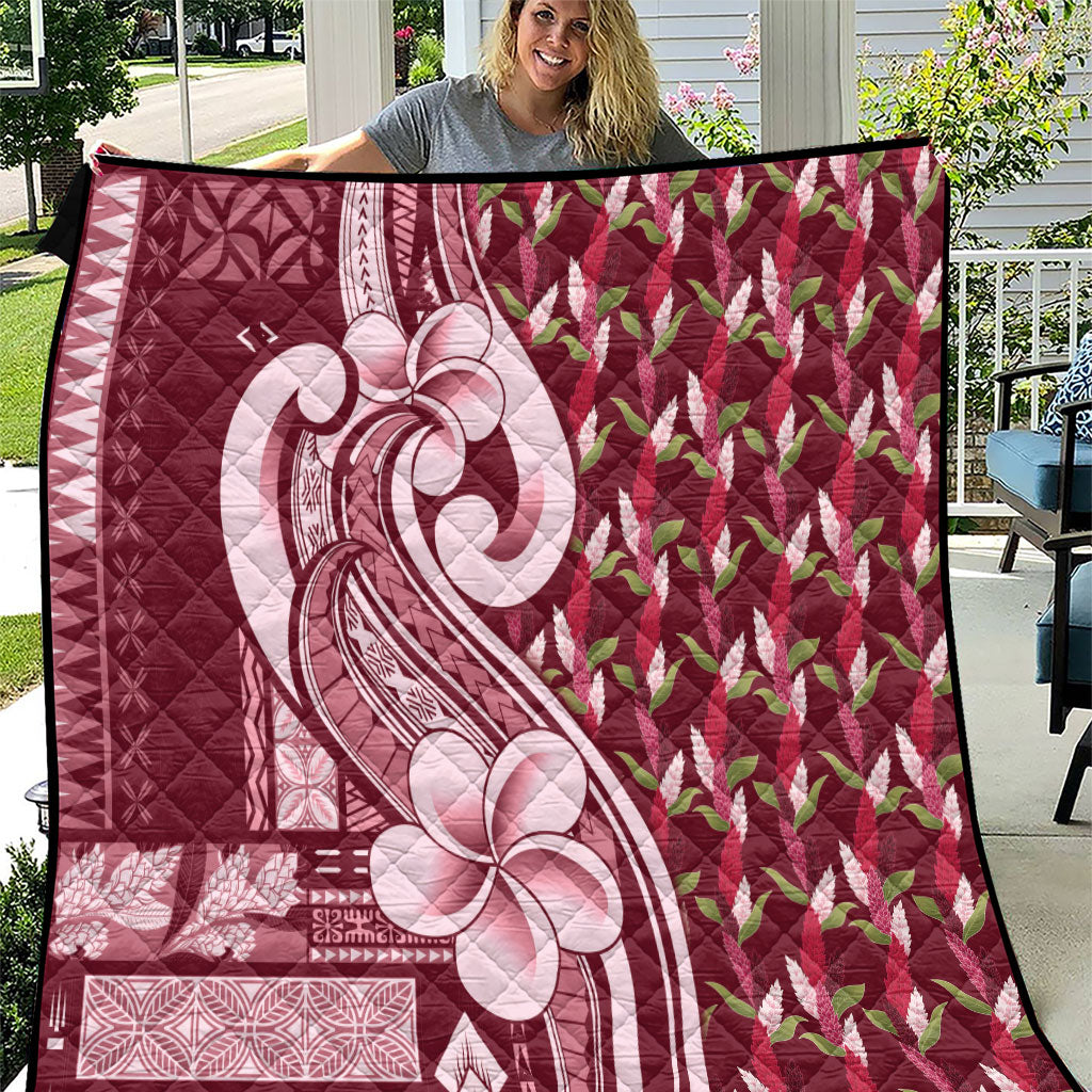 Samoa Teuila Quilt Maroon Samoan Siapo Motifs LT05 Maroon - Polynesian Pride
