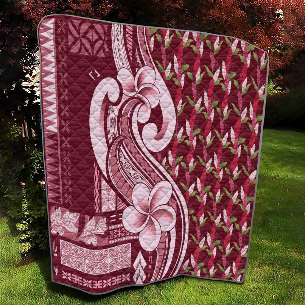 Samoa Teuila Quilt Maroon Samoan Siapo Motifs