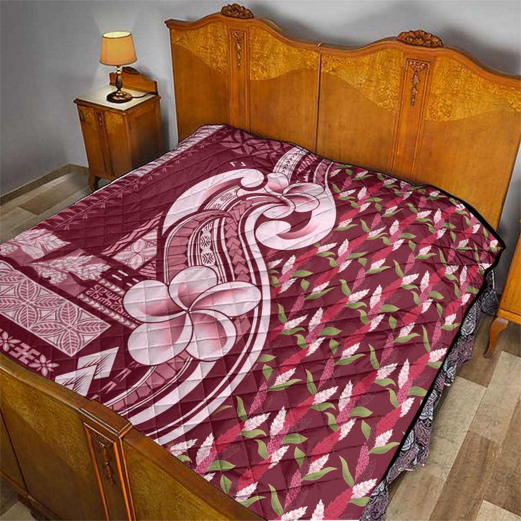 Samoa Teuila Quilt Maroon Samoan Siapo Motifs