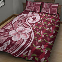 Samoa Teuila Quilt Bed Set Maroon Samoan Siapo Motifs
