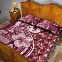 Samoa Teuila Quilt Bed Set Maroon Samoan Siapo Motifs