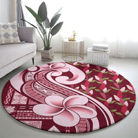 Samoa Teuila Round Carpet Maroon Samoan Siapo Motifs