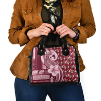Samoa Teuila Shoulder Handbag Maroon Samoan Siapo Motifs
