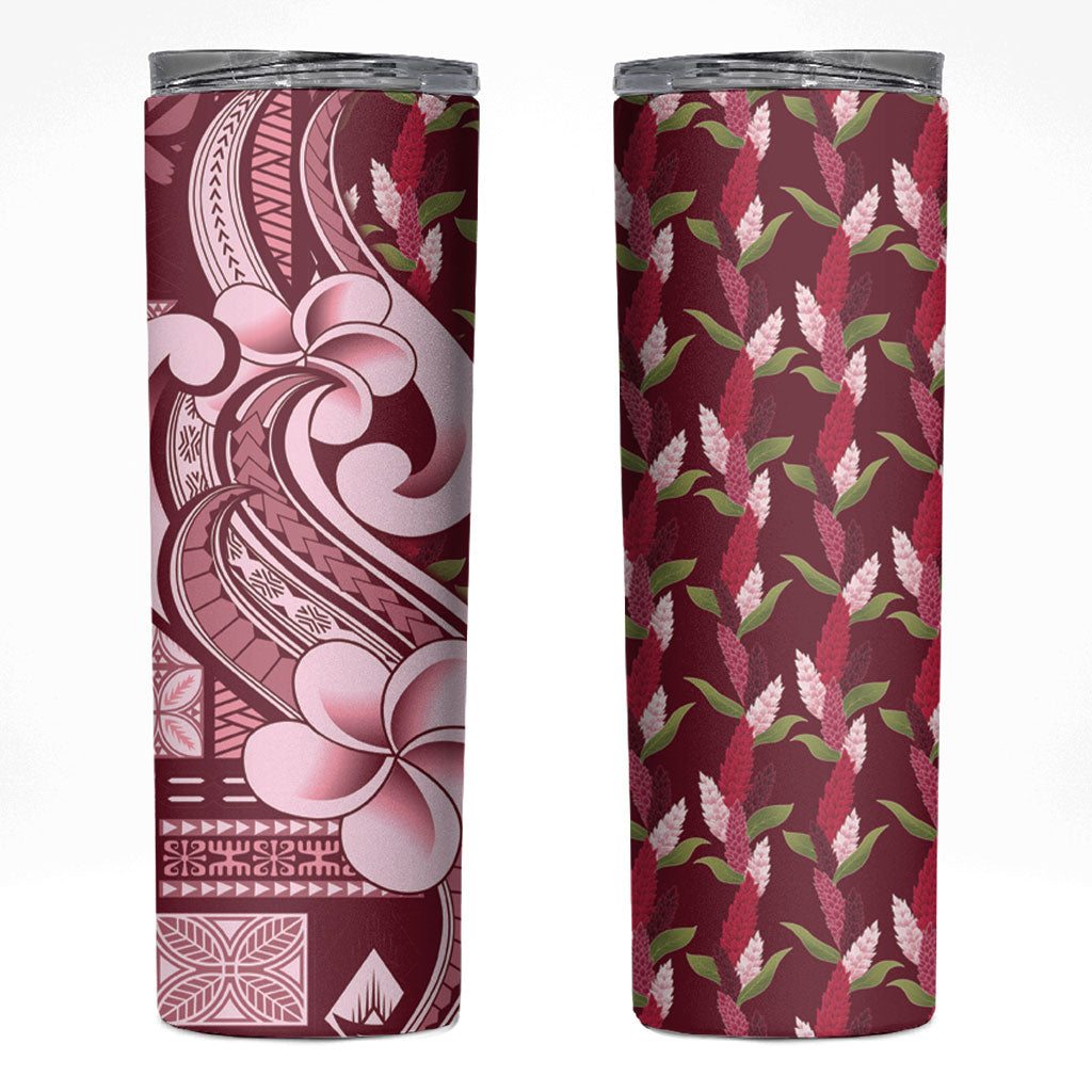 Samoa Teuila Skinny Tumbler Maroon Samoan Siapo Motifs LT05 Maroon - Polynesian Pride