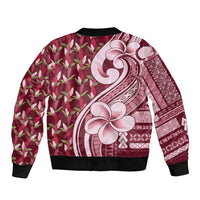Samoa Teuila Sleeve Zip Bomber Jacket Maroon Samoan Siapo Motifs