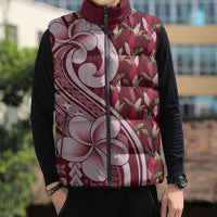 Samoa Teuila Sleeveless Puffer Jacket Maroon Samoan Siapo Motifs