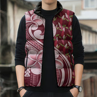 Samoa Teuila Sleeveless Puffer Jacket Maroon Samoan Siapo Motifs