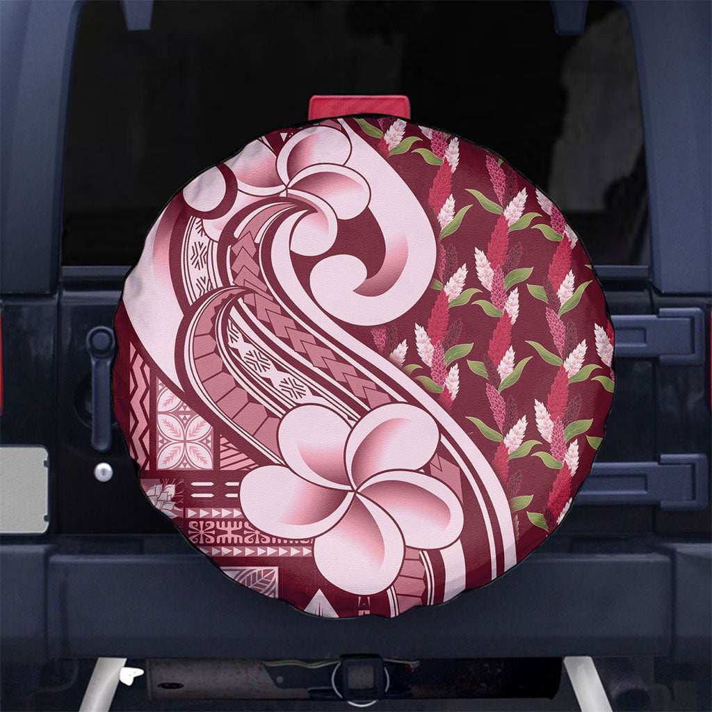 Samoa Teuila Spare Tire Cover Maroon Samoan Siapo Motifs