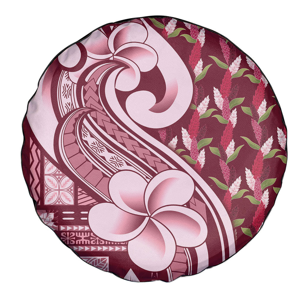 Samoa Teuila Spare Tire Cover Maroon Samoan Siapo Motifs