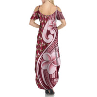 Samoa Teuila Summer Maxi Dress Maroon Samoan Siapo Motifs