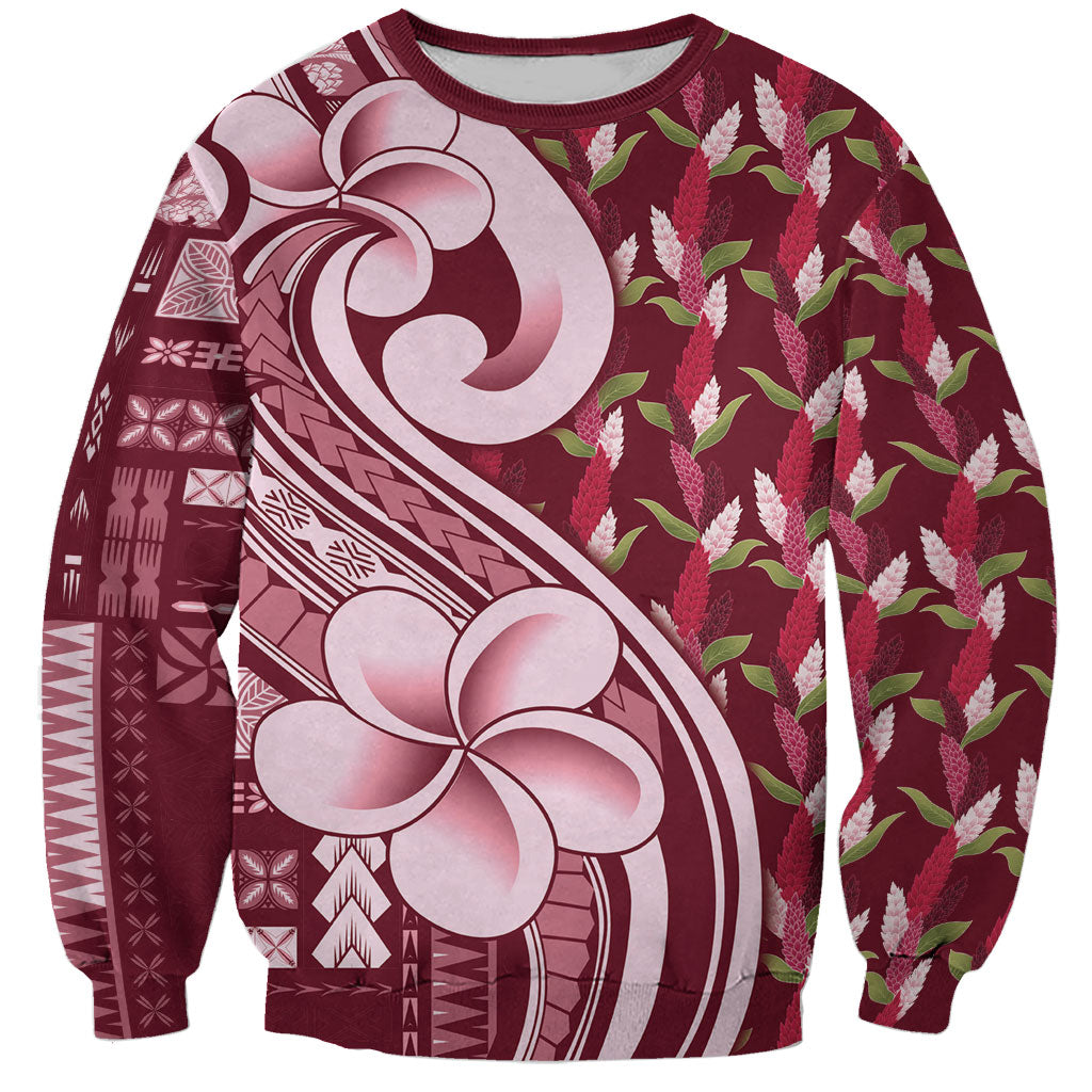 Samoa Teuila Sweatshirt Maroon Samoan Siapo Motifs