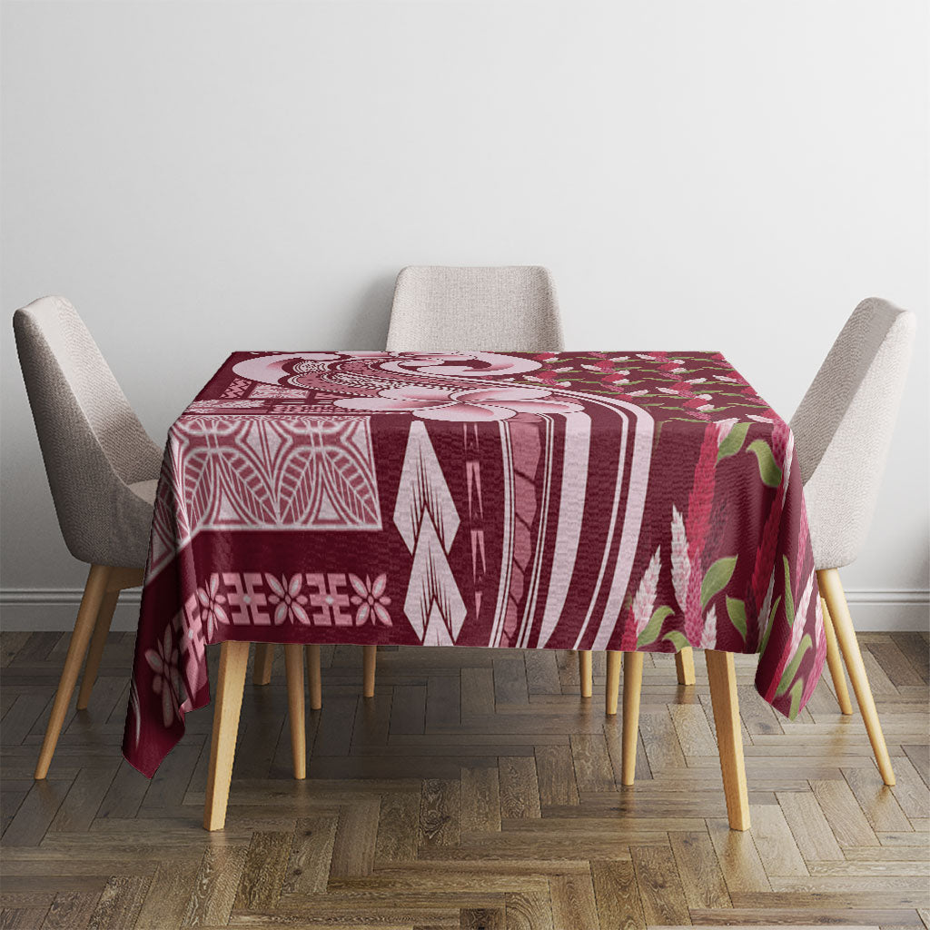 Samoa Teuila Tablecloth Maroon Samoan Siapo Motifs