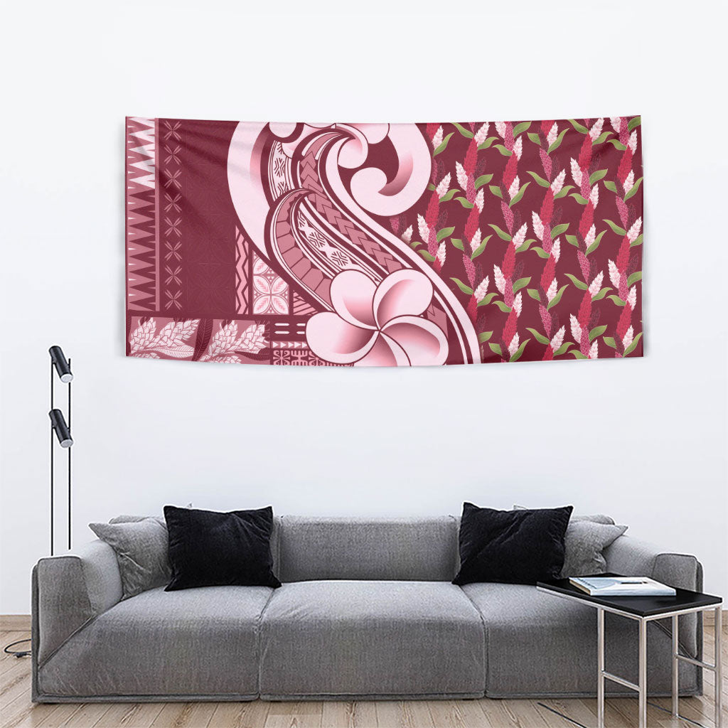 Samoa Teuila Tapestry Maroon Samoan Siapo Motifs