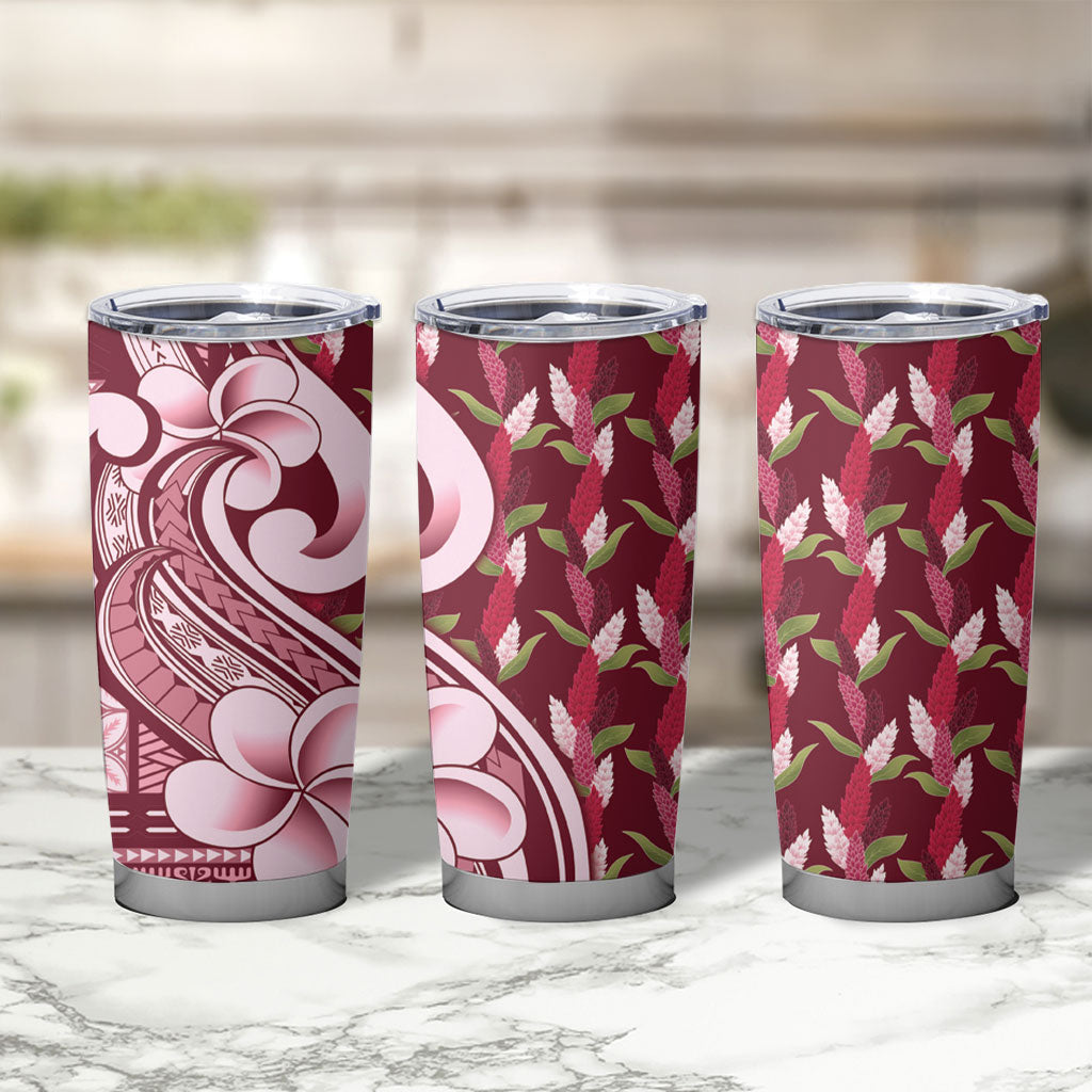 Samoa Teuila Tumbler Cup Maroon Samoan Siapo Motifs