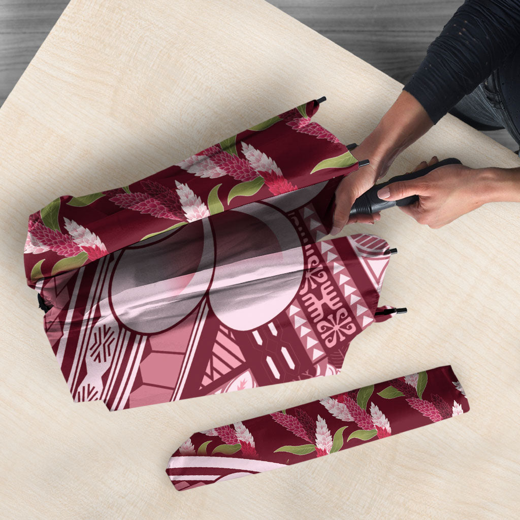 Samoa Teuila Umbrella Maroon Samoan Siapo Motifs