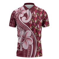 Samoa Teuila Zipper Polo Shirt Maroon Samoan Siapo Motifs