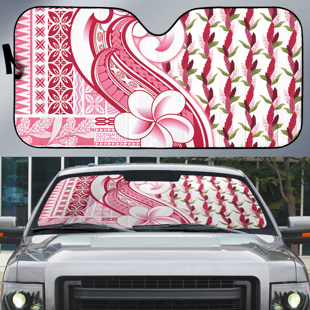 Samoa Teuila Auto Sun Shade White Samoan Siapo Motifs