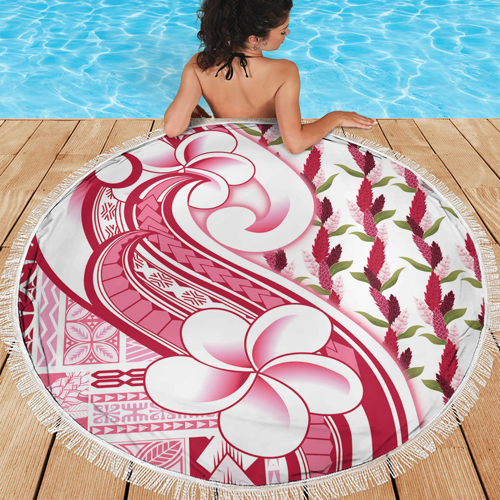 Samoa Teuila Beach Blanket White Samoan Siapo Motifs