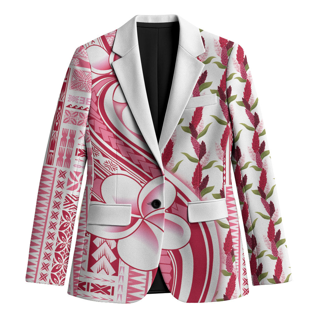 Samoa Teuila Blazer White Samoan Siapo Motifs