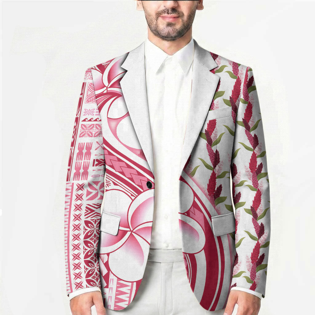 Samoa Teuila Blazer White Samoan Siapo Motifs