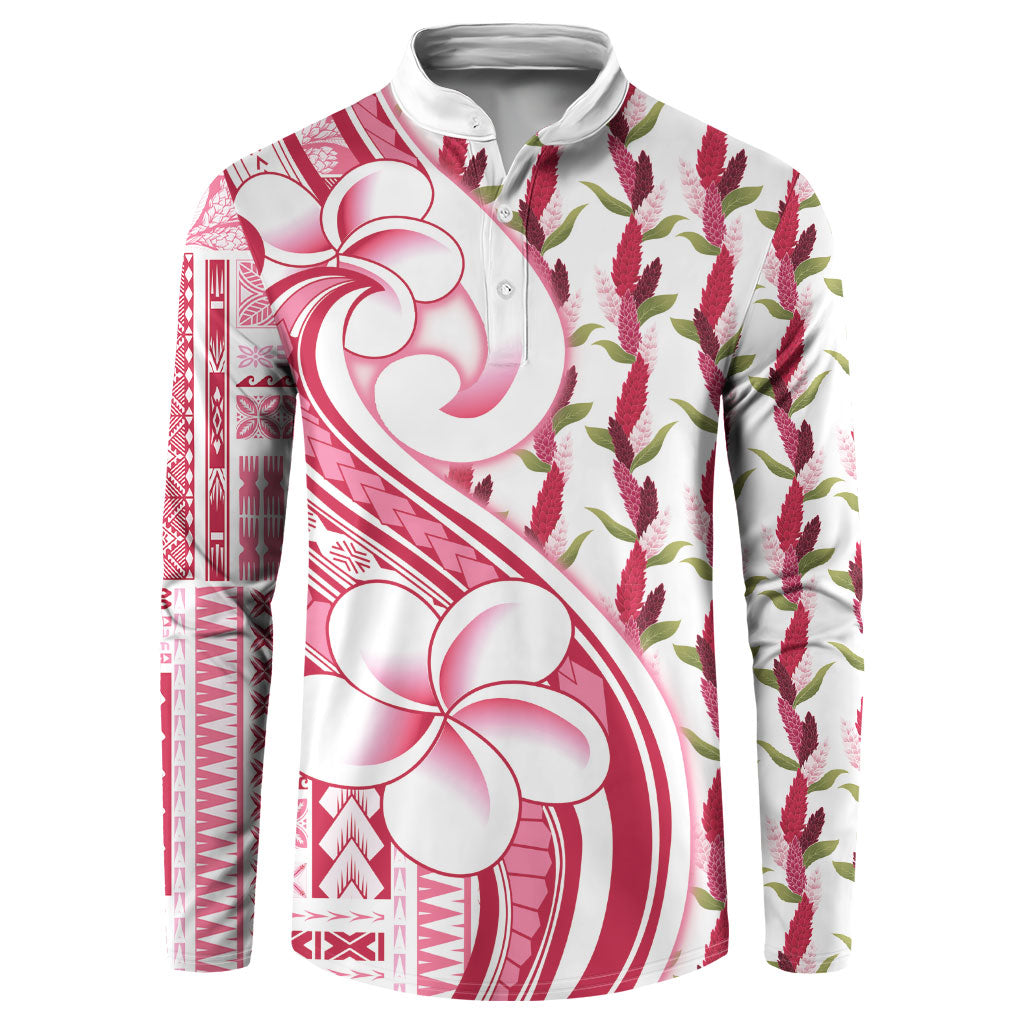 Samoa Teuila Button Sweatshirt White Samoan Siapo Motifs