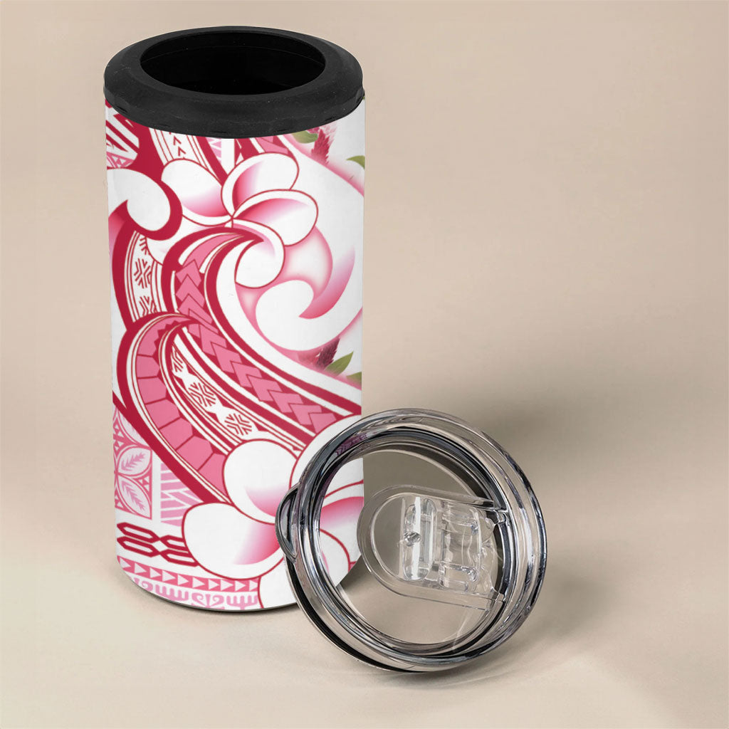 Samoa Teuila 4 in 1 Can Cooler Tumbler White Samoan Siapo Motifs