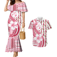 Samoa Teuila Couples Matching Mermaid Dress and Hawaiian Shirt White Samoan Siapo Motifs