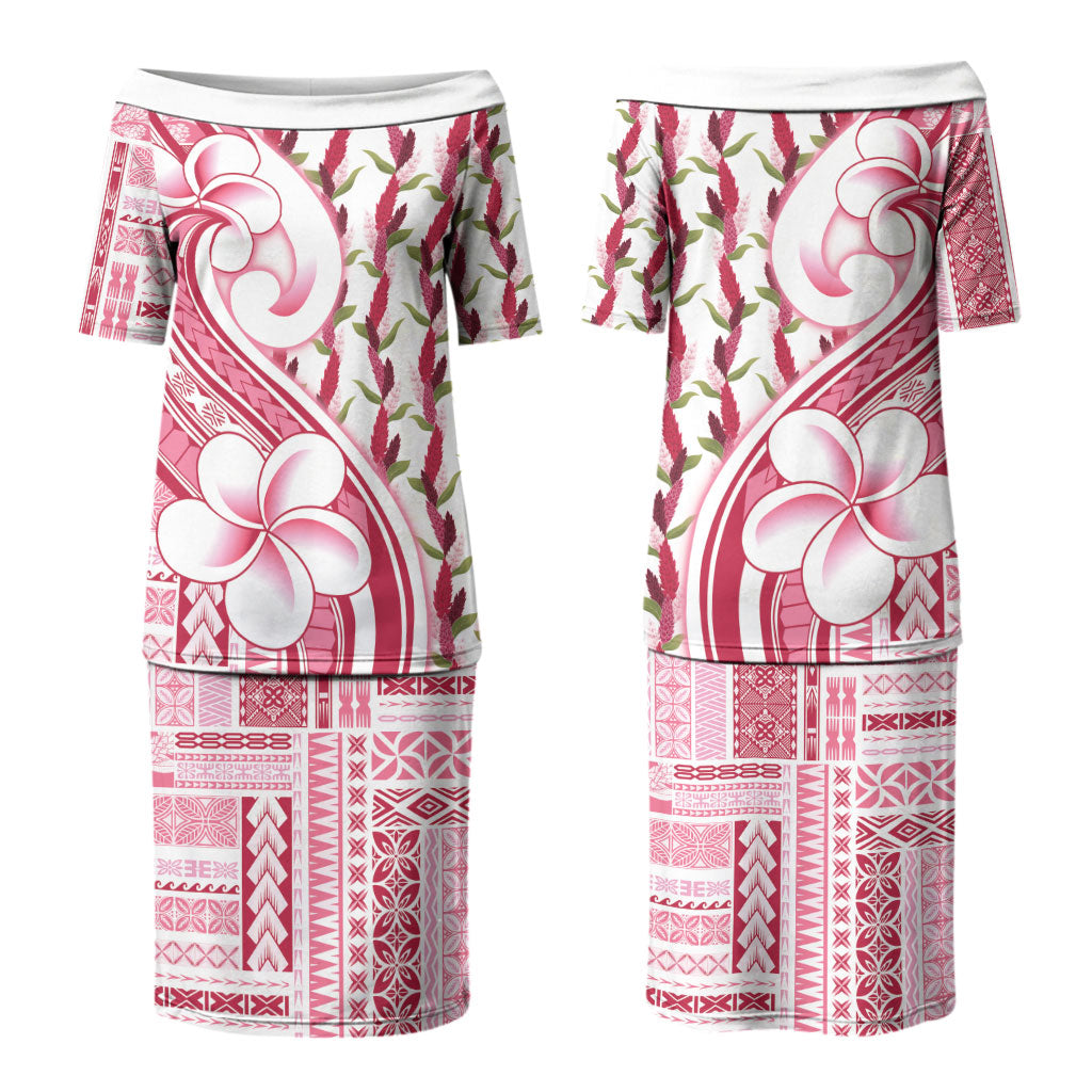Samoa Teuila Couples Matching Puletasi and Long Sleeve Button Shirt White Samoan Siapo Motifs LT05 - Polynesian Pride