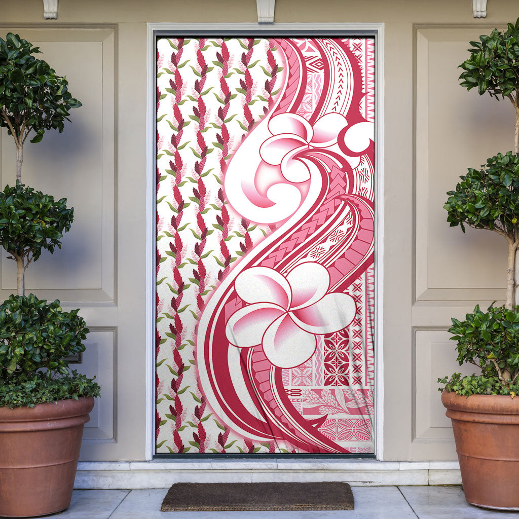 Samoa Teuila Door Cover White Samoan Siapo Motifs LT05 White - Polynesian Pride