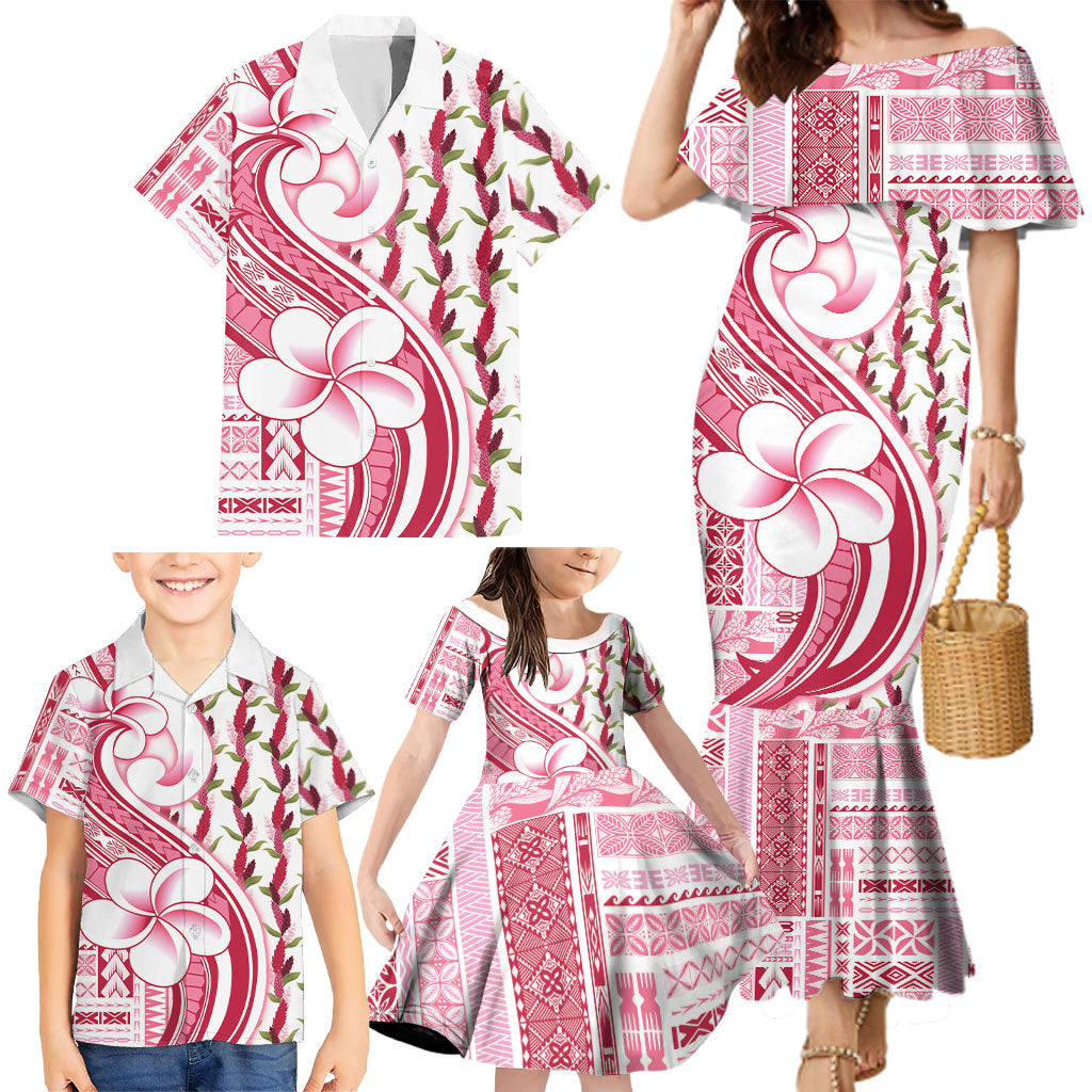 Samoa Teuila Family Matching Mermaid Dress and Hawaiian Shirt White Samoan Siapo Motifs