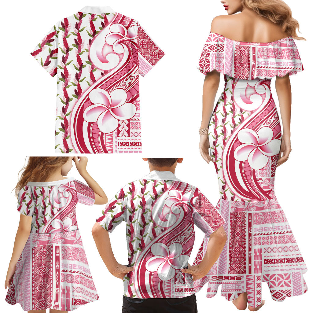 Samoa Teuila Family Matching Mermaid Dress and Hawaiian Shirt White Samoan Siapo Motifs