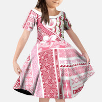 Samoa Teuila Family Matching Off The Shoulder Long Sleeve Dress and Hawaiian Shirt White Samoan Siapo Motifs