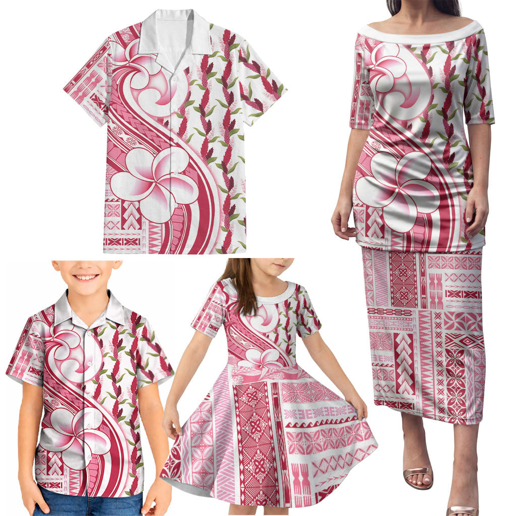 Samoa Teuila Family Matching Puletasi and Hawaiian Shirt White Samoan Siapo Motifs LT05 - Polynesian Pride
