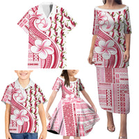 Samoa Teuila Family Matching Puletasi and Hawaiian Shirt White Samoan Siapo Motifs