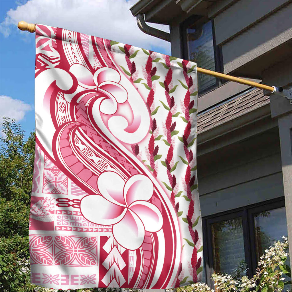 Samoa Teuila Garden Flag White Samoan Siapo Motifs