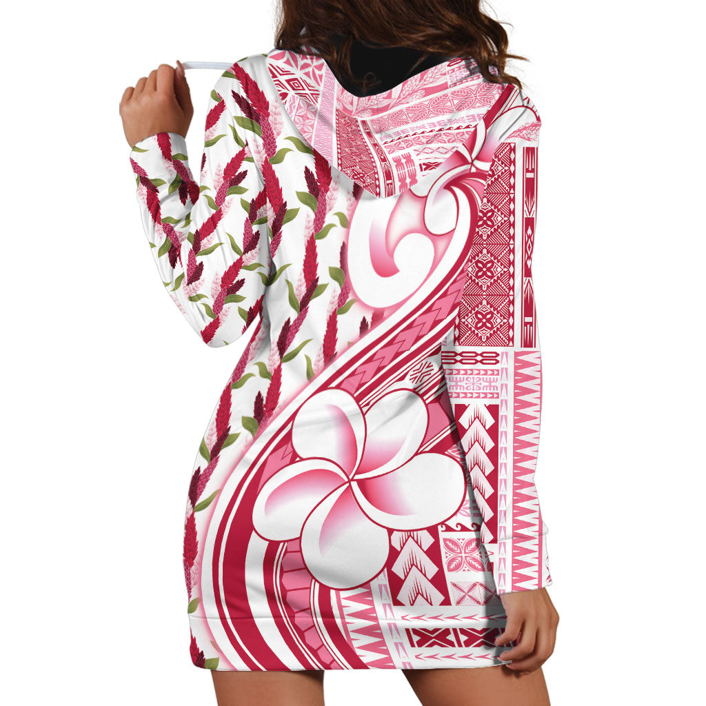 Samoa Teuila Hoodie Dress White Samoan Siapo Motifs