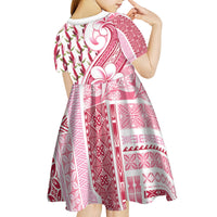 Samoa Teuila Kid Short Sleeve Dress White Samoan Siapo Motifs